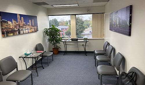 Reception area of MetroWest, MA location.