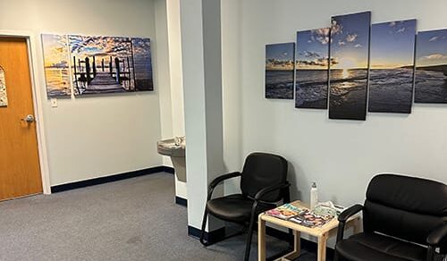 Reception area of Plymouth, MA location.