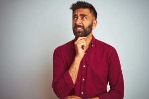 Person trying not to give in to negative thinking