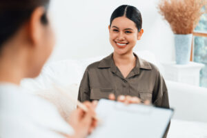 Person learning new facts about mental health from their doctor