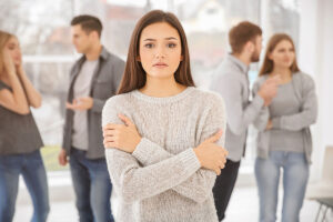 woman struggling in a social situation looking for ways to cope with social anxiety