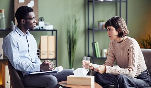 A client and therapist during individual therapy session